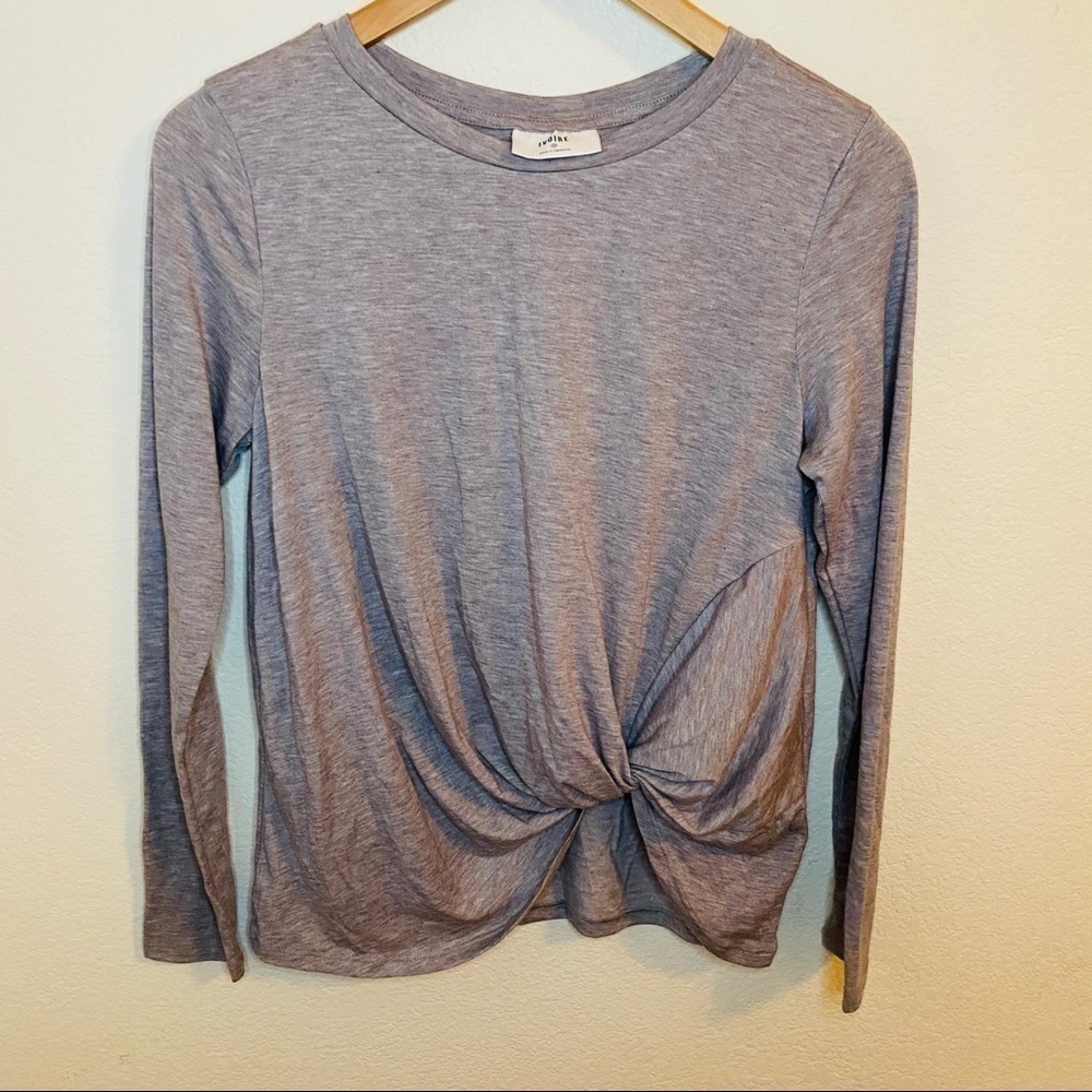 Ivoire Front knot Long Sleeve Top Gray Sz:S